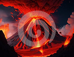 Volcanoes where lava erupts violently.generative AI