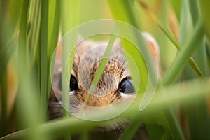 vole tail disappearing into a grass-lined hole
