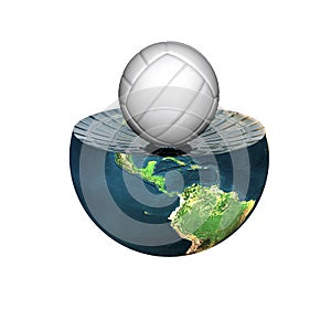 Voleyball on earth hemisphere