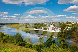 Volga river near the walls of the monastery