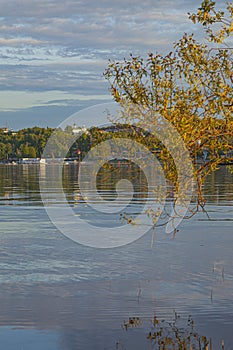 Volga River Spill on sunset