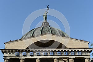 Volgograd. The Muse of astronomy Urania on the dome of the planetarium