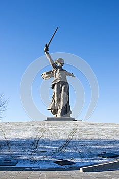 VOLGOGRAD, RUSSIA - JANUARY 15: Monument to World War II Motherland is calling on Mamayev Hill