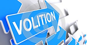 Volition - Text on the Blue Pointer. 3D.