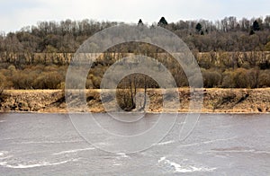 Volkhov river valley. View from the top, spring season