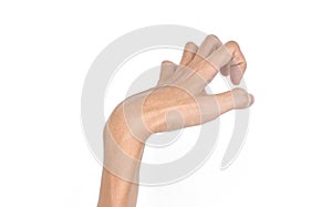 VolkmannÃ¢â¬â¢s contracture in left upper limb of Southeast Asian young man. It is a permanent shortening of forearm muscles. photo