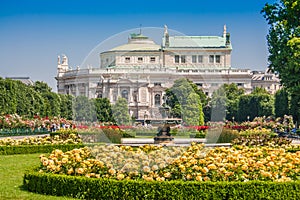 Volksgarten public park with Burgtheater, Vienna, Austria