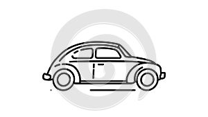 Volkswagen Beetle 1200 line icon on the Alpha Channel
