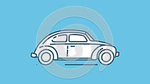 Volkswagen Beetle 1200 line icon on the Alpha Channel