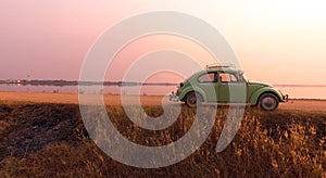 Volkswagen beetle car at sunset time