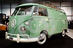 Volkswagen vintage van on display at car fair show