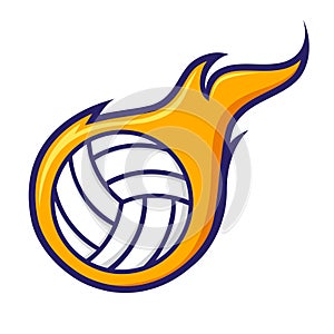 Volley Ball With Flames Icon Symbol