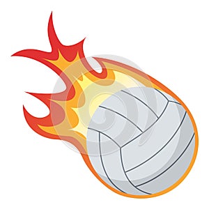 Volleyball Ball with Flames Isolated on White