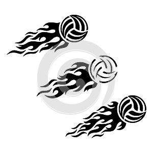 Volleyball ball flaming vector logo design