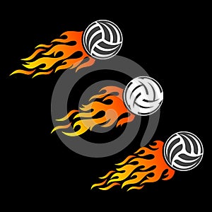 Volleyball ball flaming vector logo designs