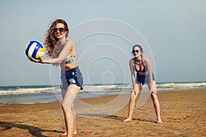 Volleyball Beach Women Summer Playful Friends Concept