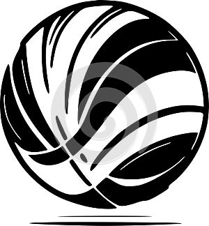 Volleyball - black and white vector illustration
