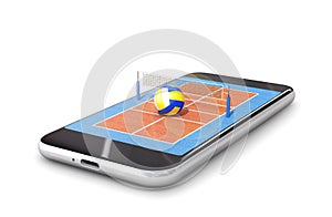 Volleyball court is located on the smartphone