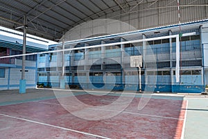 Volleyball court school gym indoor.