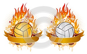 volleyball with flames photo