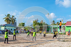 Volleyball game sport with team of girls