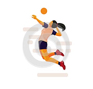 Volleyball Girl player hits the ball vector