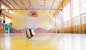 Volleyball in a gym.