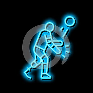 volleyball handicapped athlete neon glow icon illustration