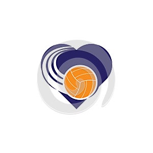 Volleyball heart shape concept logo.