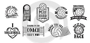 Volleyball logo set, vector illustration