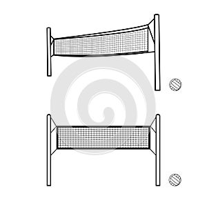 Volleyball net and ball vector composition