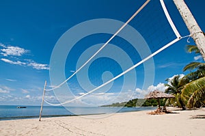 Volleyball net on beach