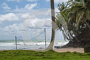 Volleyball net on a beach in Ghana photo