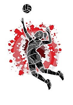 Volleyball player action cartoon graphic