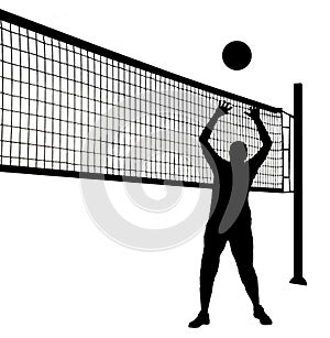 Volleyball player as silhouette isolated while shooting a throwing a ball
