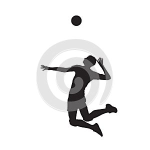 Volleyball player isolated vector silhouette, side view