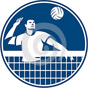 Volleyball Player Spiking Ball Circle Icon