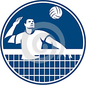 Volleyball Player Spiking Ball Circle Icon photo