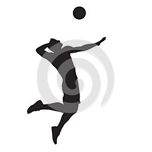Volleyball player spiking ball, isolated vector silhouette photo