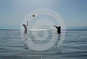 Volleyball school in the sea