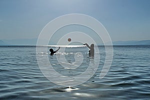 Volleyball school in the sea