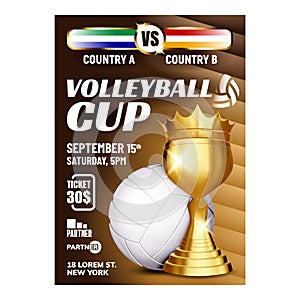Volleyball Sport Champion Cup Award Poster Vector