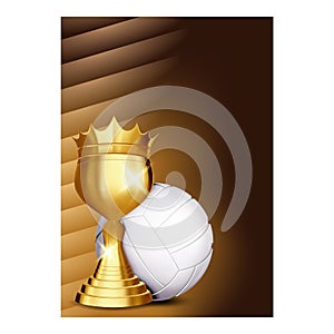 Volleyball Sport Champion Cup Award Poster Vector