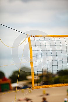 Volleyball summer sport. Net on a sandy beach