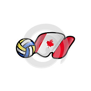 Volleyball vector with canada national flag design