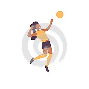 Woman character plying volleyball game photo