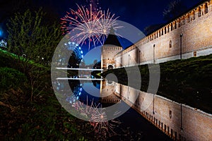 Fireworks reflected in the water photo