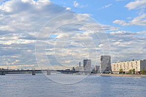 Volodarsky Bridge and Oktyabrskaya Embankment.