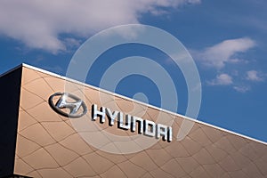 Vologda, Russia - May 3, 2020: Hyundai Car Dealership. The Hyundai  Company,  is a South Korean multinational automotive manufactu