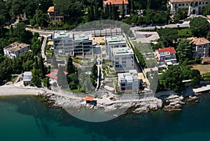 Volosko-Opatija bay air photo in Croatia